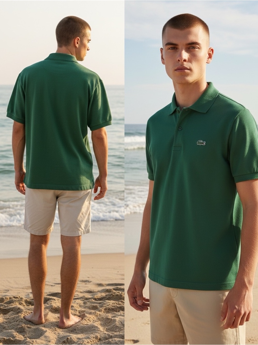 Lacoste Men’s Green Piqué Polo Small Green Crocodile Short Sleeve